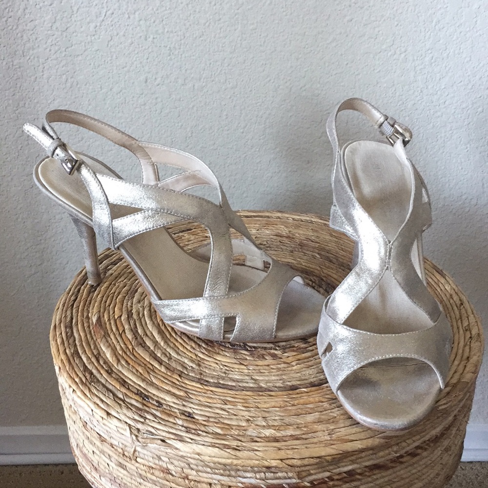 Nine West gold slingback wedding heels